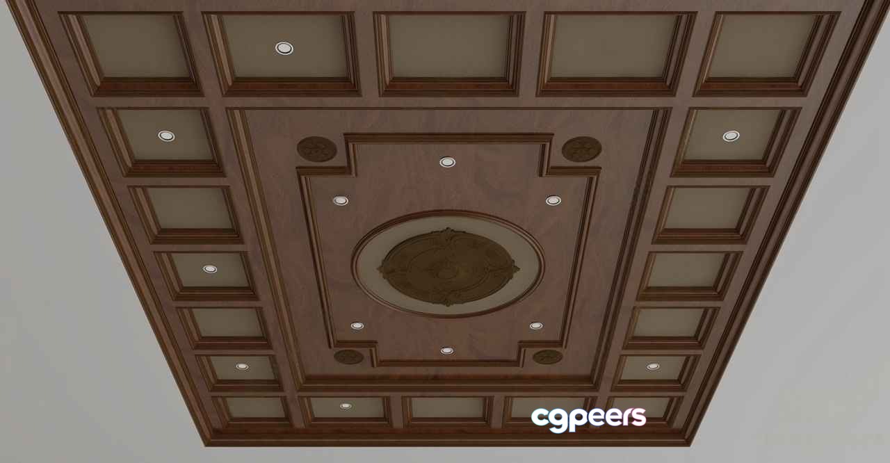 A Ceiling With Recessed Lighting 3D Model - 15958 - VRAY Render