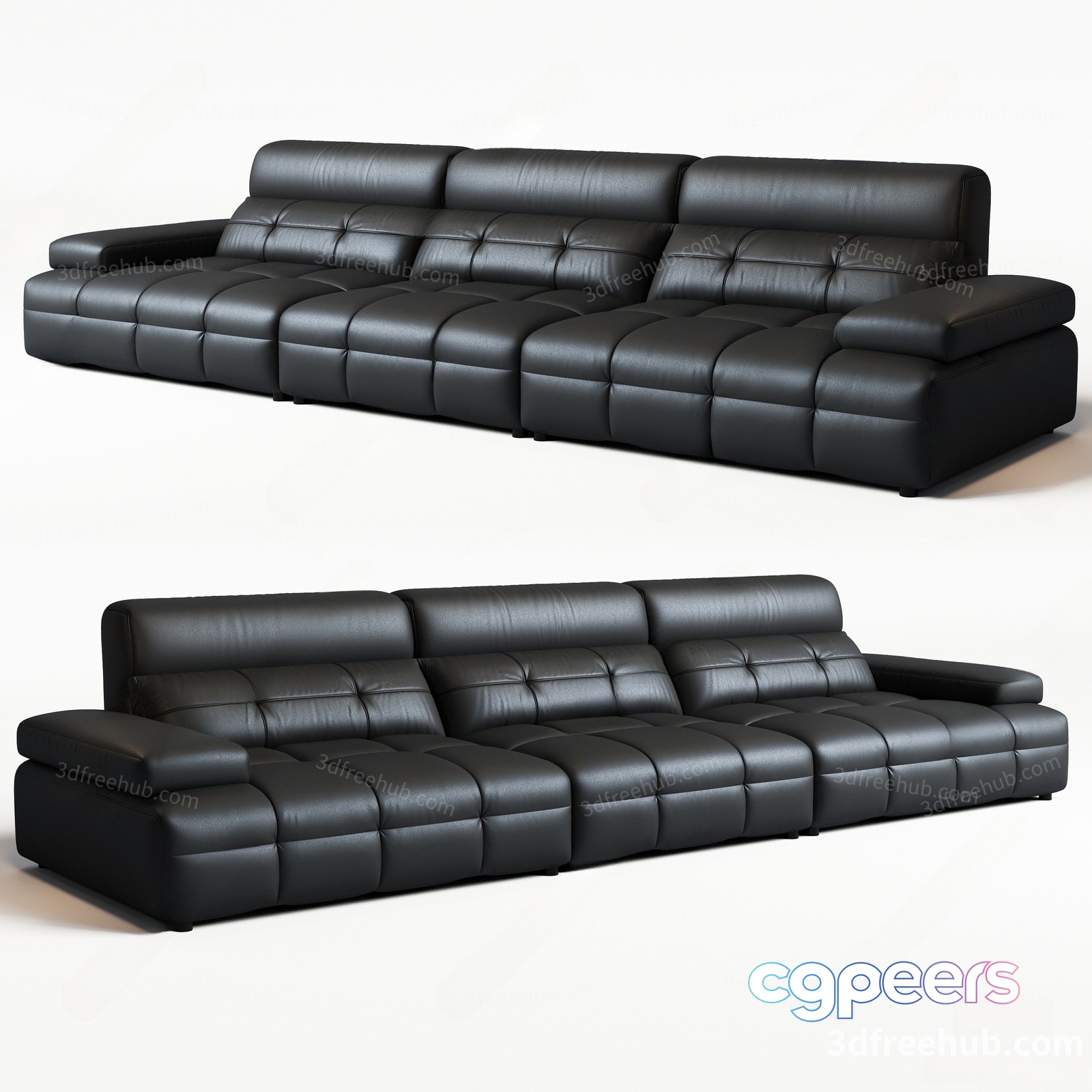 Black Leather Couch 3D Model - 20889 - VRAY Render Black Leather Couch 3D Model - 20889 - VRAY Render