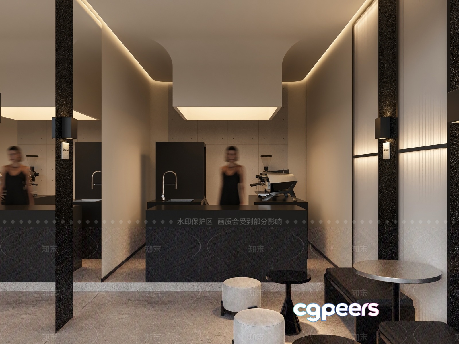 Modern Coffee Shop 3D Model - 187 - VRAY Render Modern Coffee Shop 3D Model - 187 - VRAY Render