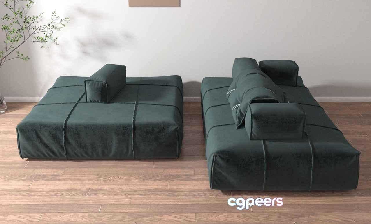 Modern Green Sofa 3D Model - 7450 - VRAY Render Modern Green Sofa 3D Model - 7450 - VRAY Render