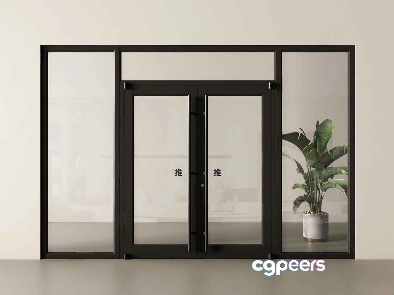 Glass Door 3D Model - 8268 - VRAY Render