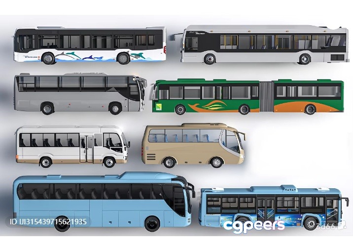 Multiple Buses 3D Model - 1266 - VRAY Render