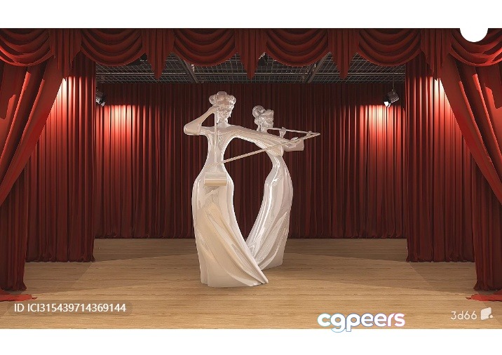 A White Statue Of A Woman Playing The Violin 3D Model - 2224 - VRAY Render A White Statue Of A Woman Playing The Violin 3D Model - 2224 - VRAY Render