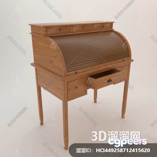 A Wooden Desk With A Roll Top 3D Model - 18617 - VRAY Render A Wooden Desk With A Roll Top 3D Model - 18617 - VRAY Render