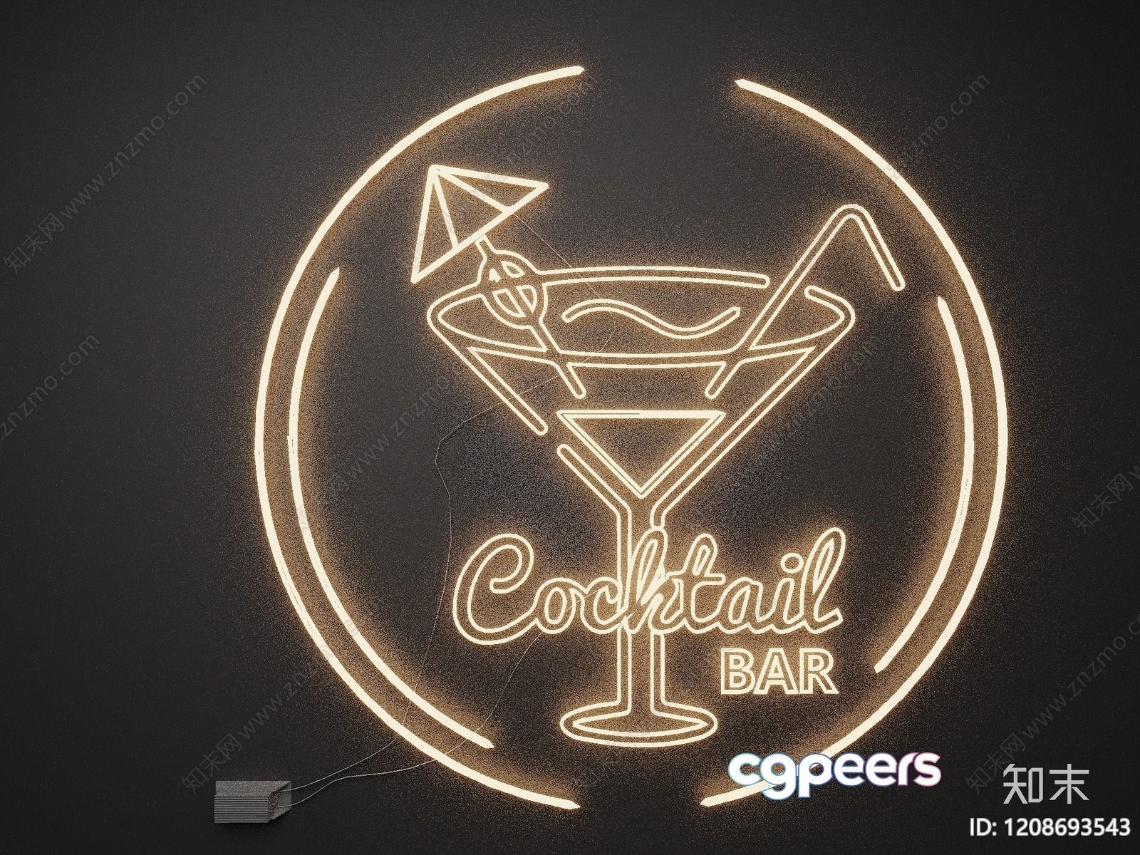 Cocktail Bar Sign 3D Model - 1443 - VRAY Render