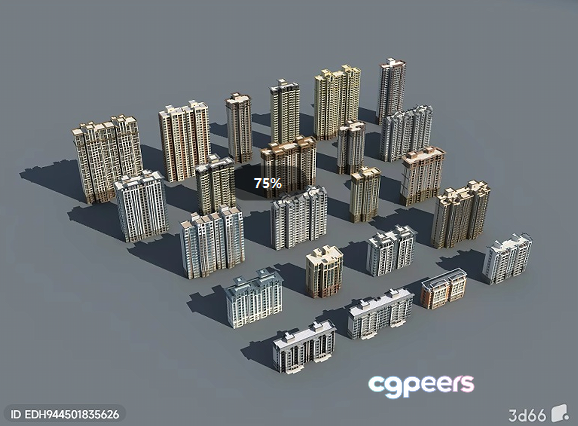 3D Model Of City Buildings 3D Model - 9634 - VRAY Render 3D Model Of City Buildings 3D Model - 9634 - VRAY Render