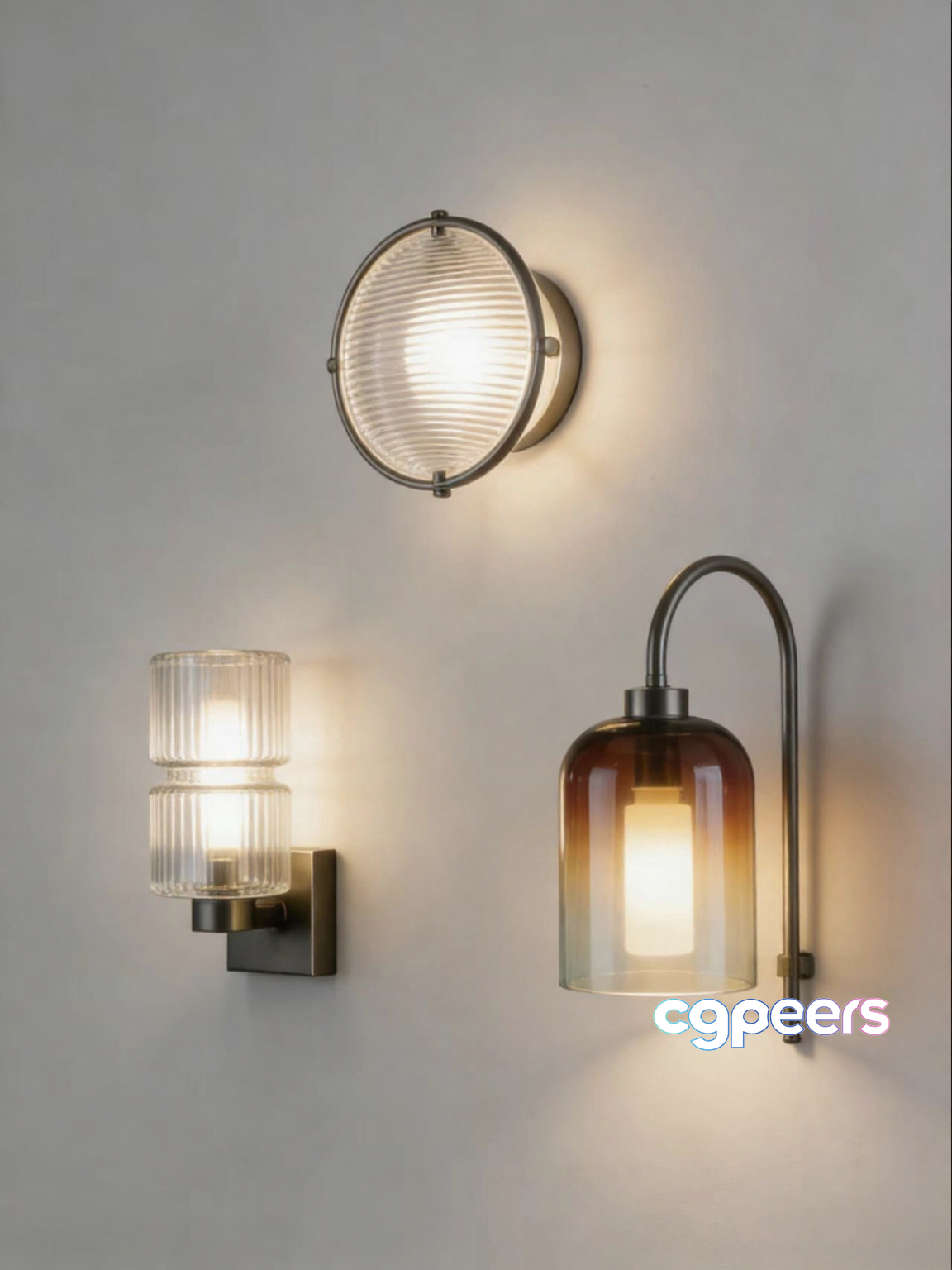 Three Light Fixtures On A Wall 3D Model - 3338 - CORONA Render