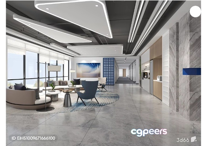 Modern Office Lobby 3D Model - 7219 - VRAY Render Modern Office Lobby 3D Model - 7219 - VRAY Render