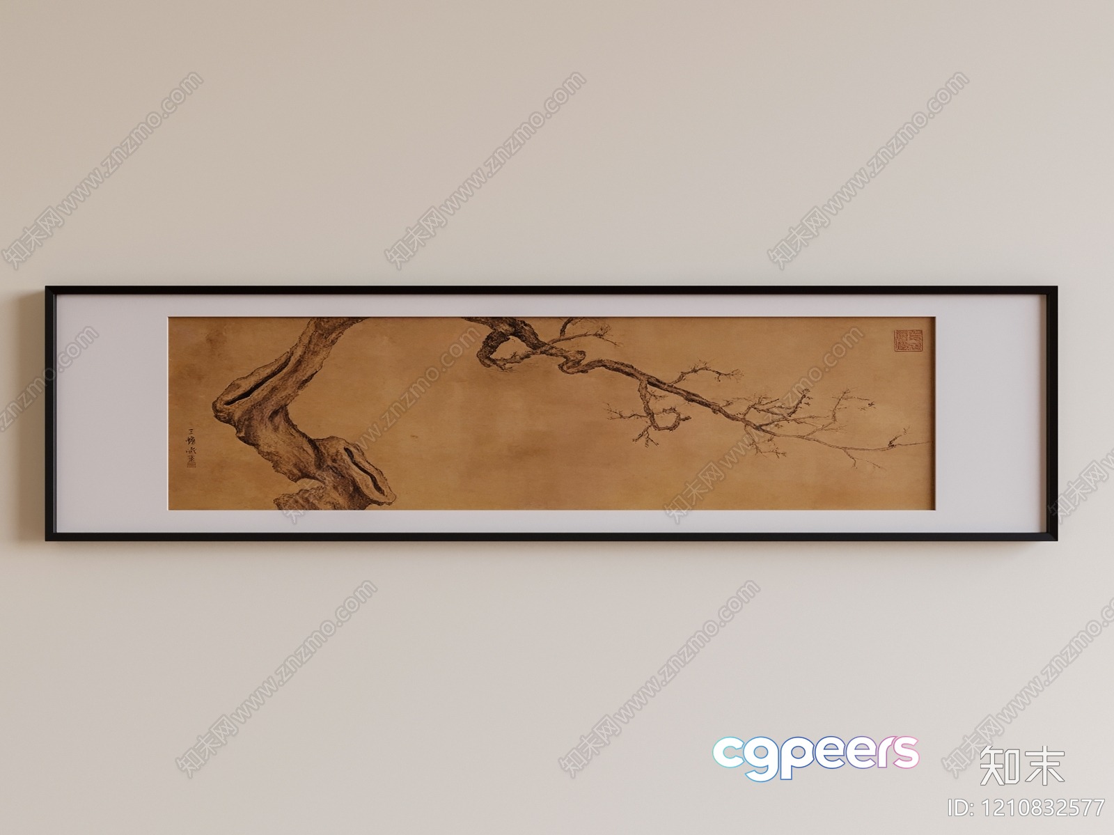 A Framed Painting Of A Tree Branch 3D Model - 2792 - VRAY Render A Framed Painting Of A Tree Branch 3D Model - 2792 - VRAY Render