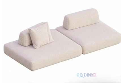 A Beige Futon 3D Model - 241 - VRAY Render