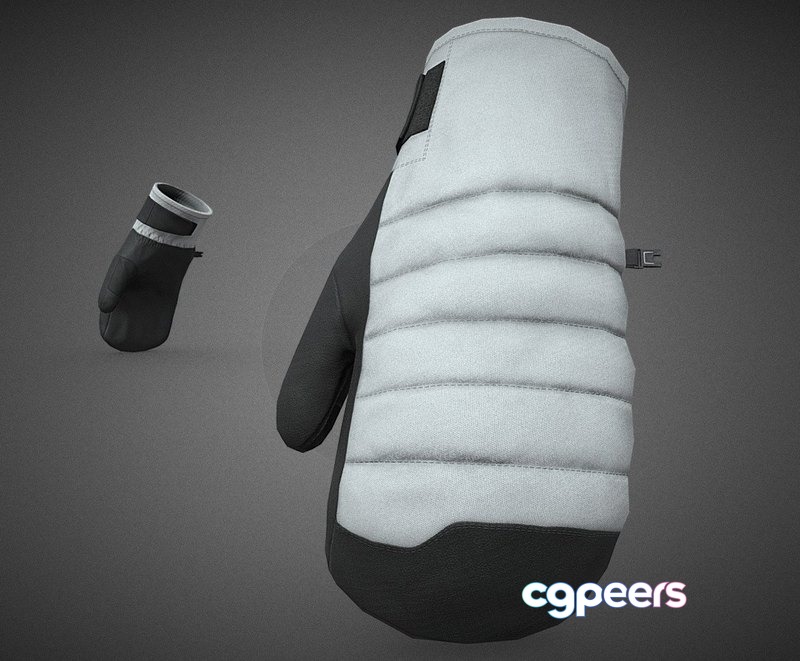 3D Game Assets - White And Black Snowboard Gloves 3D Game Assets - White And Black Snowboard Gloves