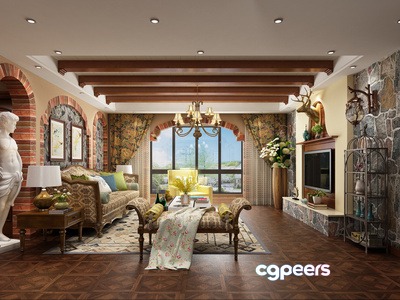 Cozy Living Room 3D Model - 21748 - VRAY Render