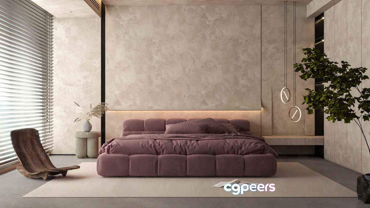 Cozy Modern Bedroom 3D Model - 19500 - VRAY Render