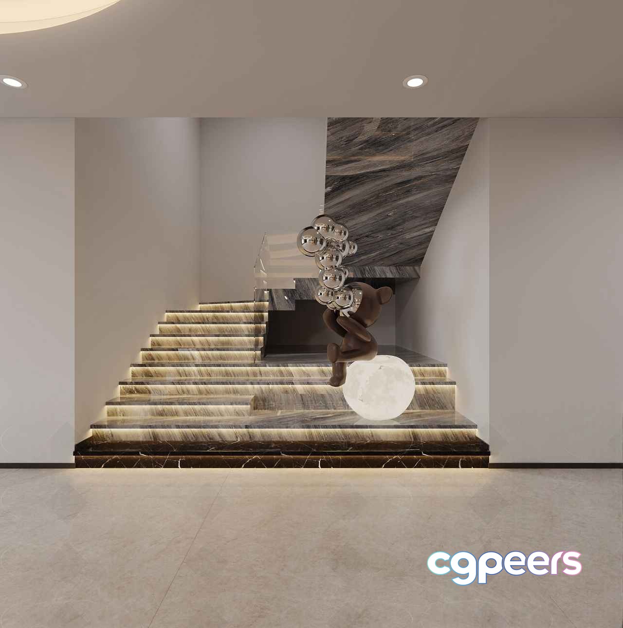 Modern Staircase Design 3D Model - 18364 - VRAY Render