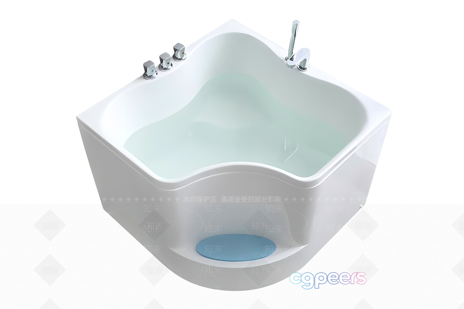 A White Bathtub With Silver Fixtures 3D Model - 1629 - VRAY Render