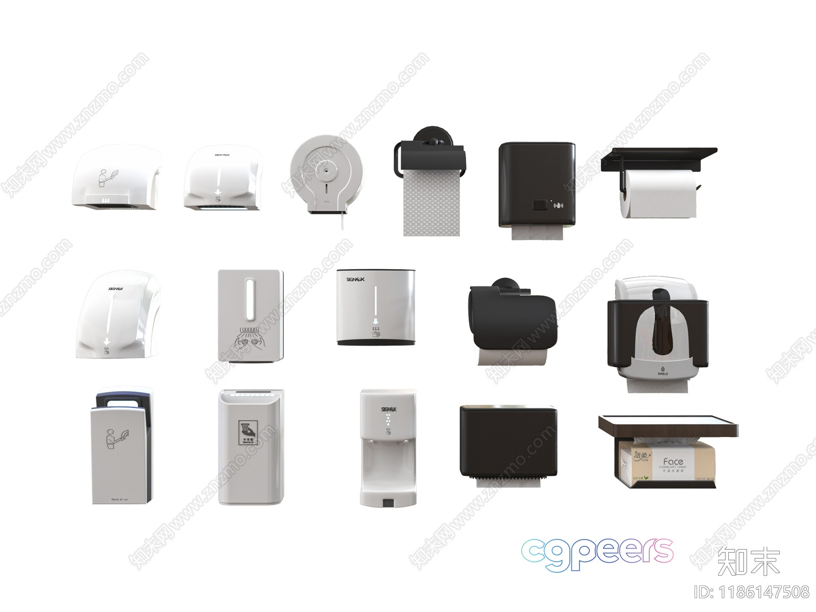 Various Paper Towel Dispensers 3D Model - 21722 - VRAY Render