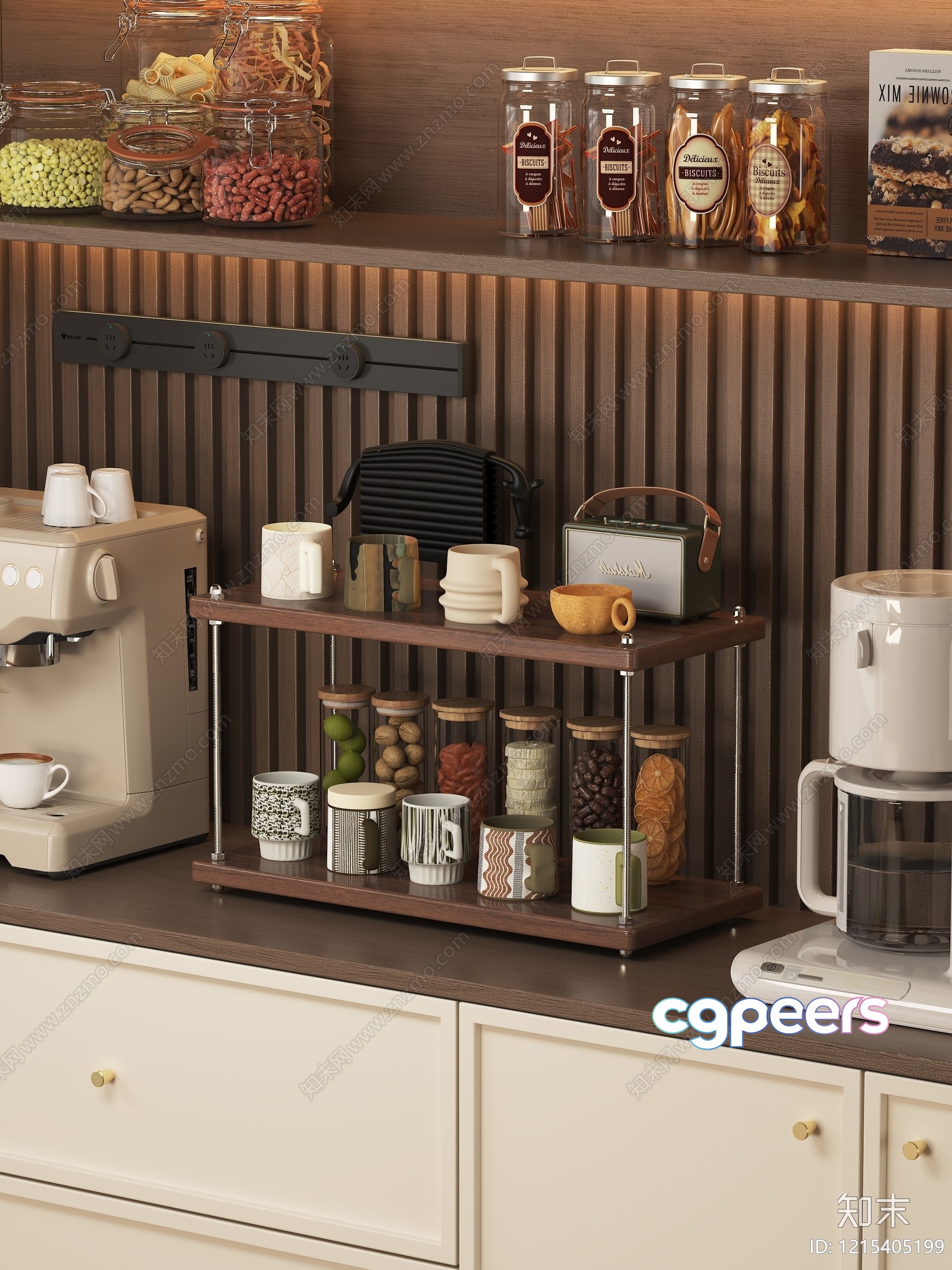 A Kitchen With Various Appliances And Food 3D Model - 13215 - VRAY Render