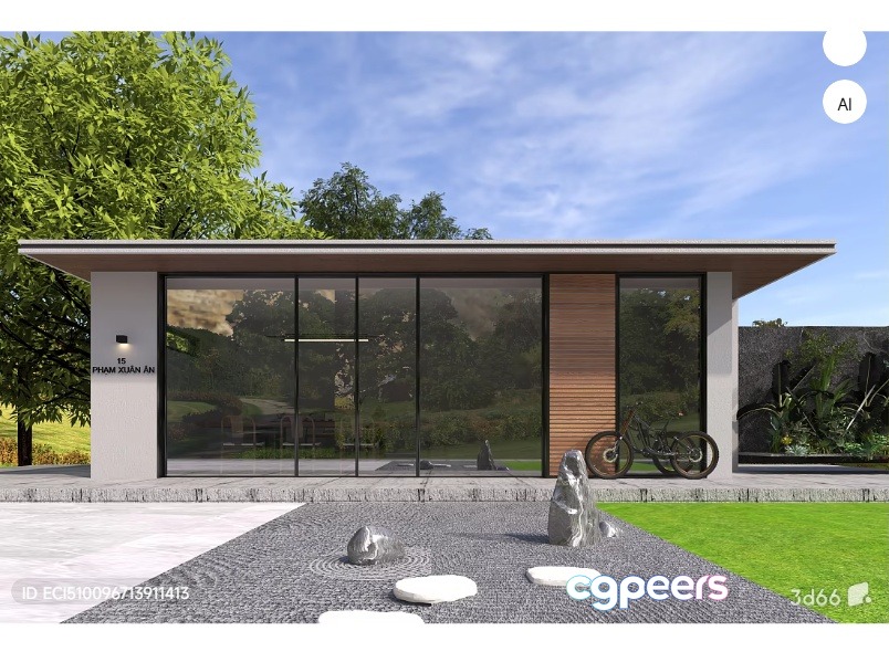 Modern Home Exterior 3D Model - 2509 - VRAY Render