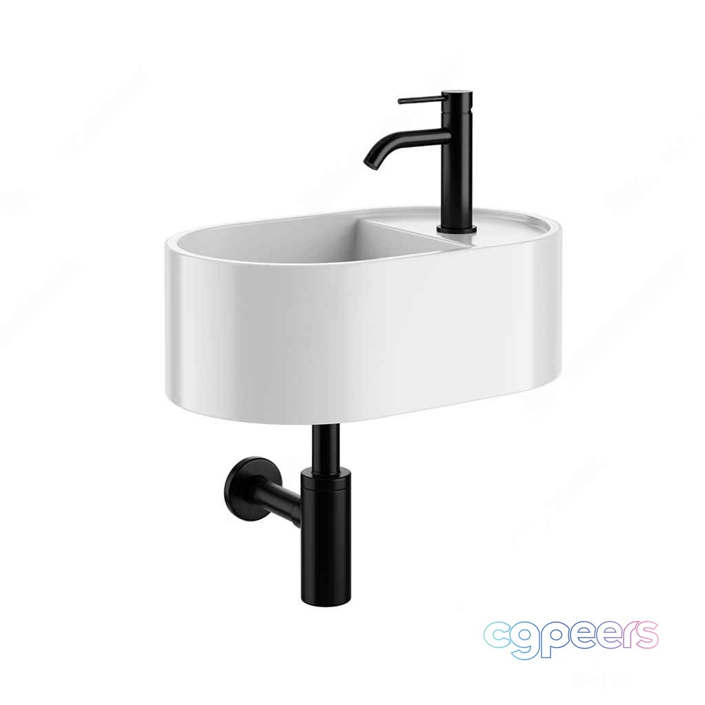 A White Sink With A Black Faucet 3D Model - 14739 - VRAY Render