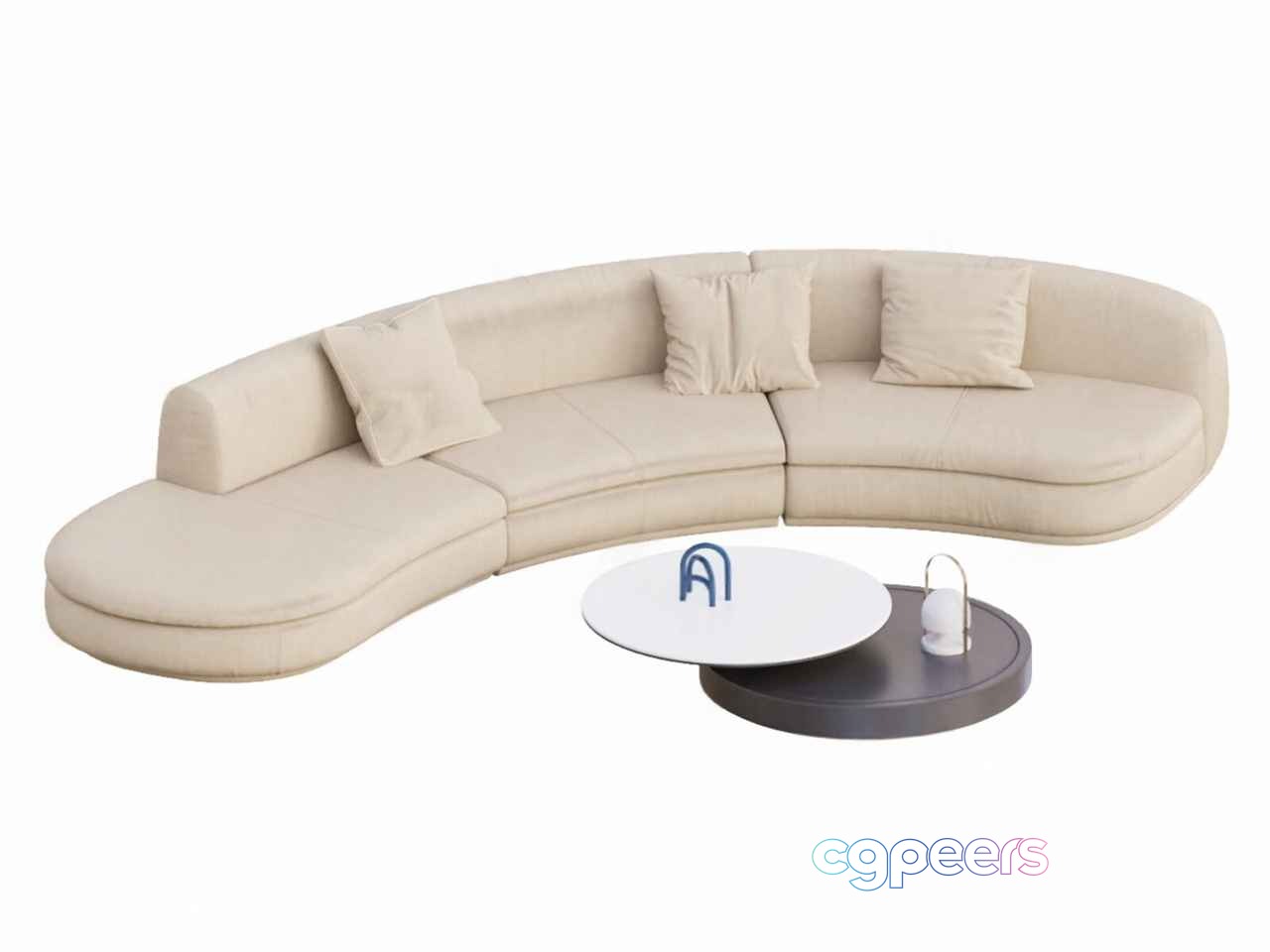 Modern Cream Sofa 3D Model - 18456 - CORONA Render