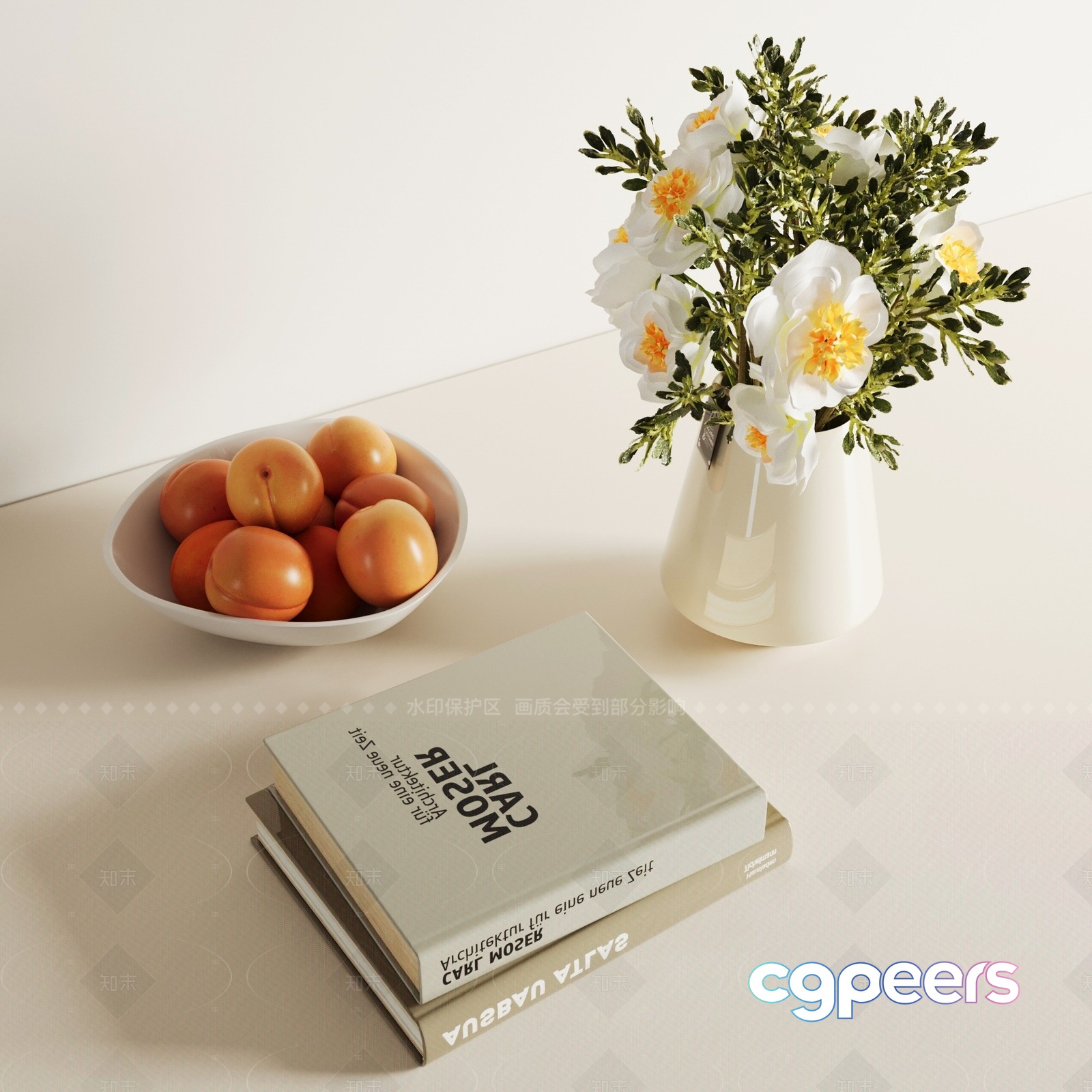 Modern White Table 3D Model - 2974 - VRAY Render