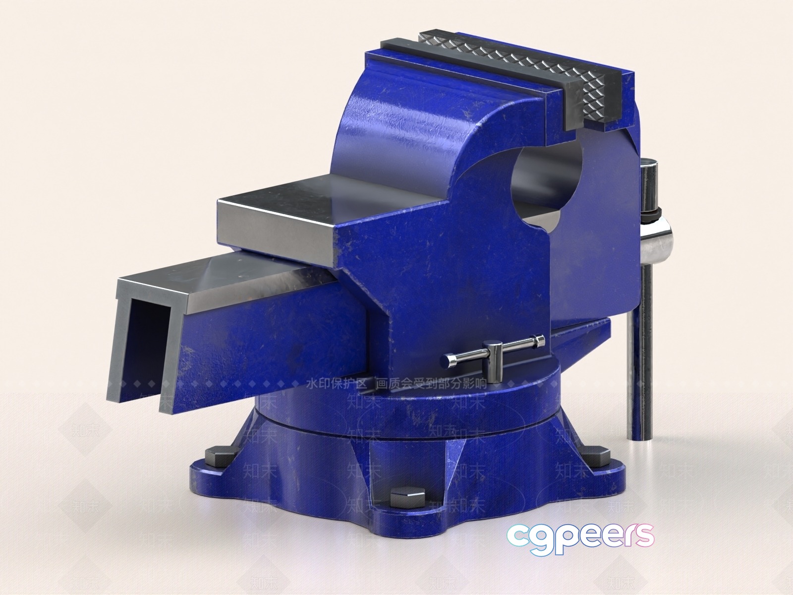 A Blue Metal Vise 3D Model - 8606 - VRAY Render A Blue Metal Vise 3D Model - 8606 - VRAY Render