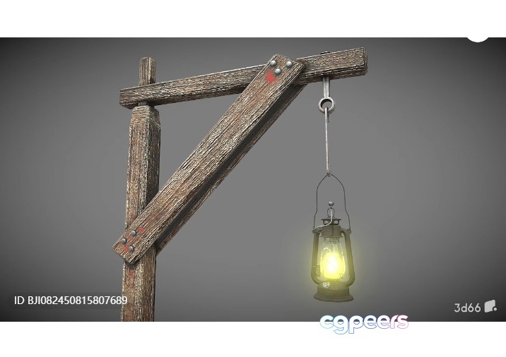 Old Wooden Beam With Lantern 3D Model - 2263 - VRAY Render Old Wooden Beam With Lantern 3D Model - 2263 - VRAY Render
