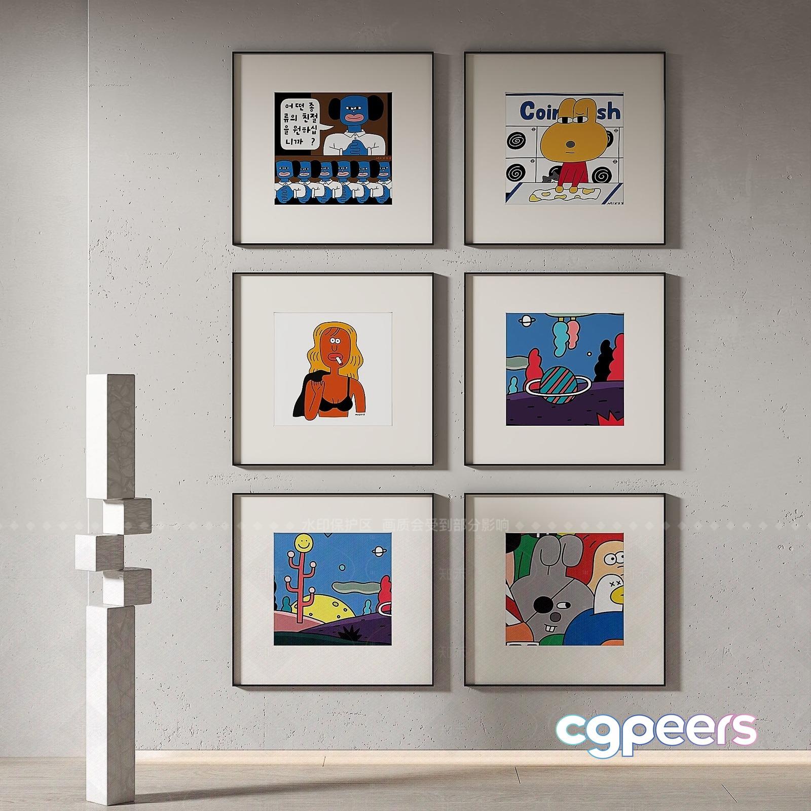 Modern Art Display 3D Model - 3866 - VRAY Render