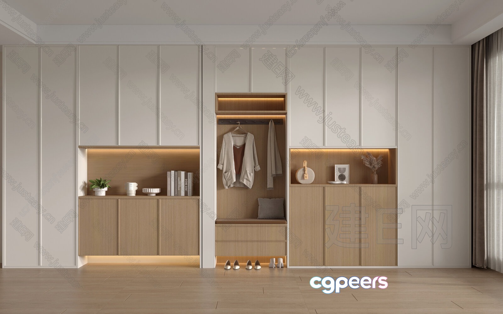 Modern Light Wood Closet 3D Model - 22132 - VRAY Render Modern Light Wood Closet 3D Model - 22132 - VRAY Render
