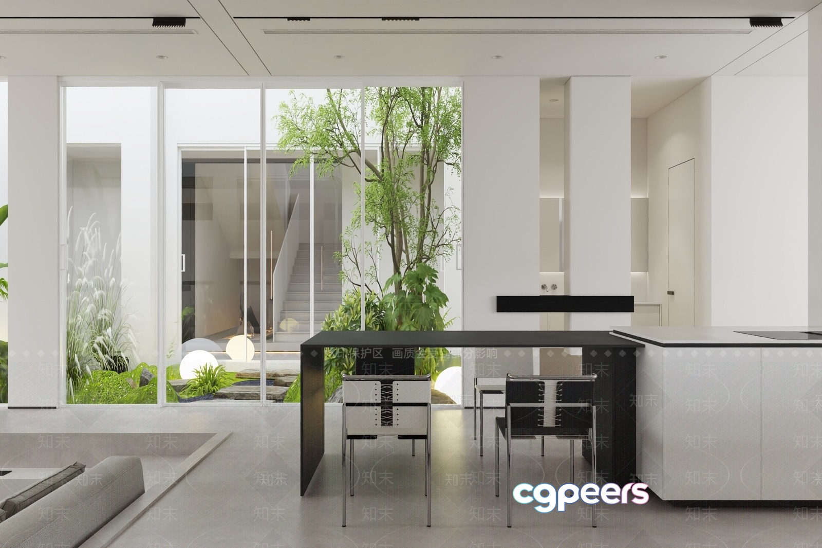 Modern White Kitchen 3D Model - 12275 - VRAY Render
