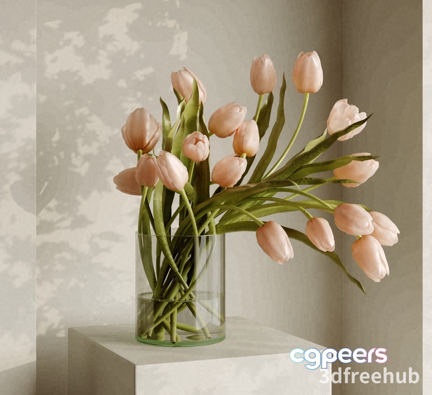 A Bouquet Of Pink Tulips 3D Model - 22205 - VRAY Render