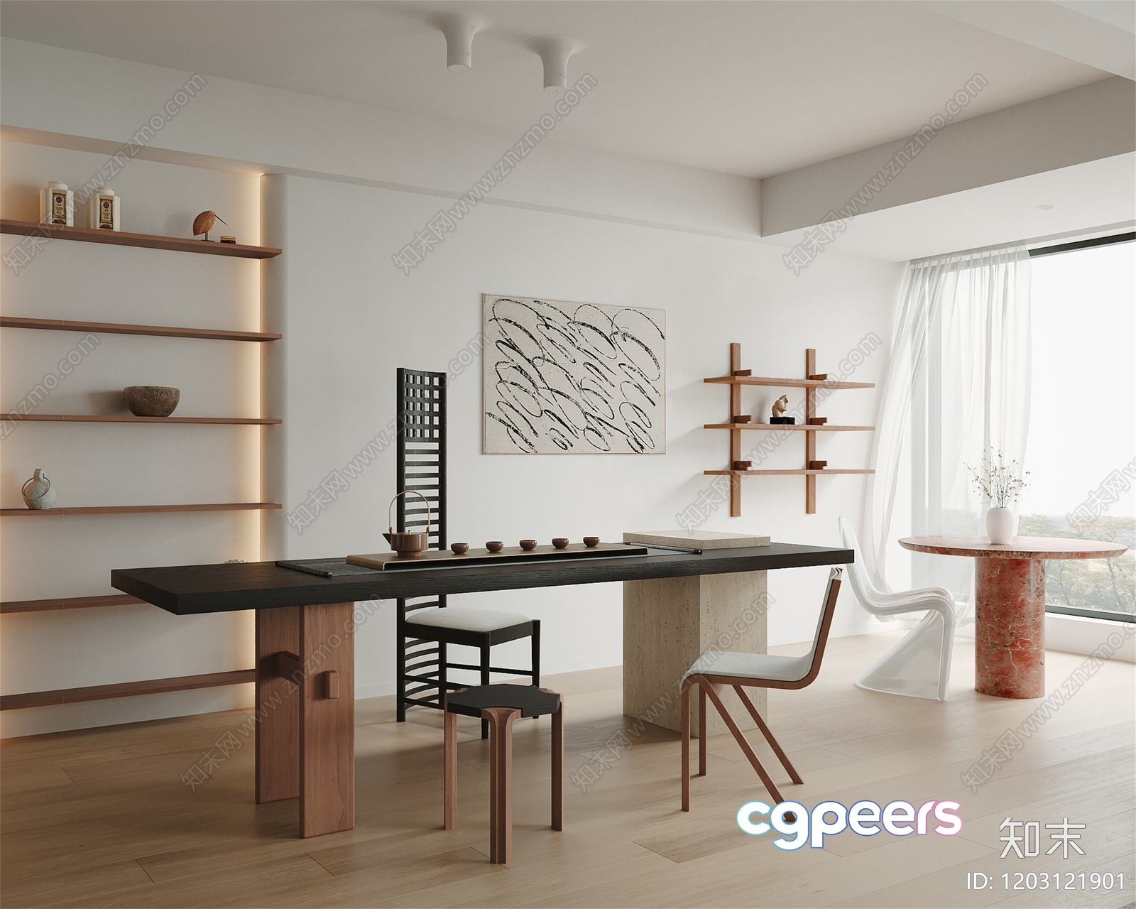 Modern Asian-Inspired Living Room 3D Model - 8680 - CORONA Render Modern Asian-Inspired Living Room 3D Model - 8680 - CORONA Render
