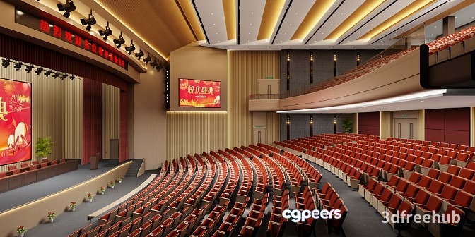 A Large Auditorium 3D Model - 22990 - VRAY Render A Large Auditorium 3D Model - 22990 - VRAY Render