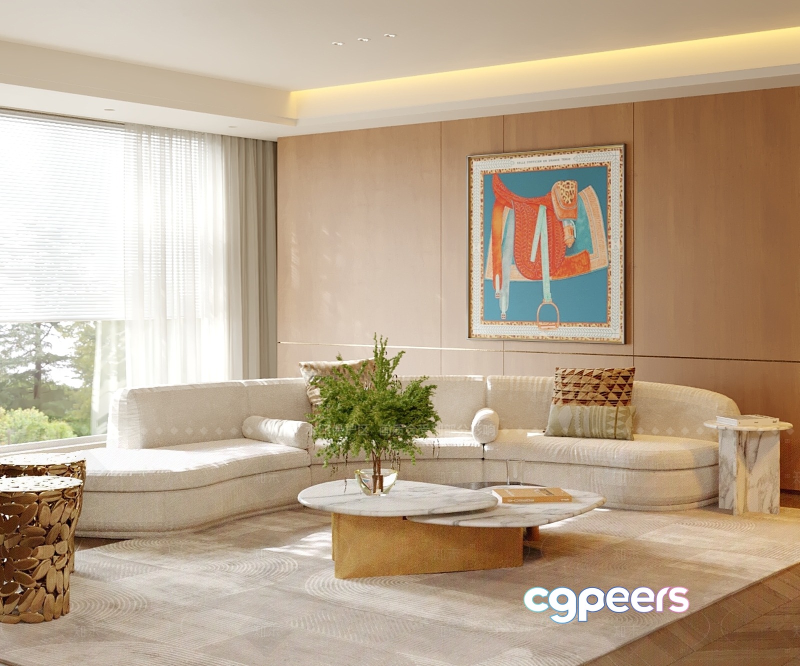 Modern Living Room 3D Model - 1673 - VRAY Render