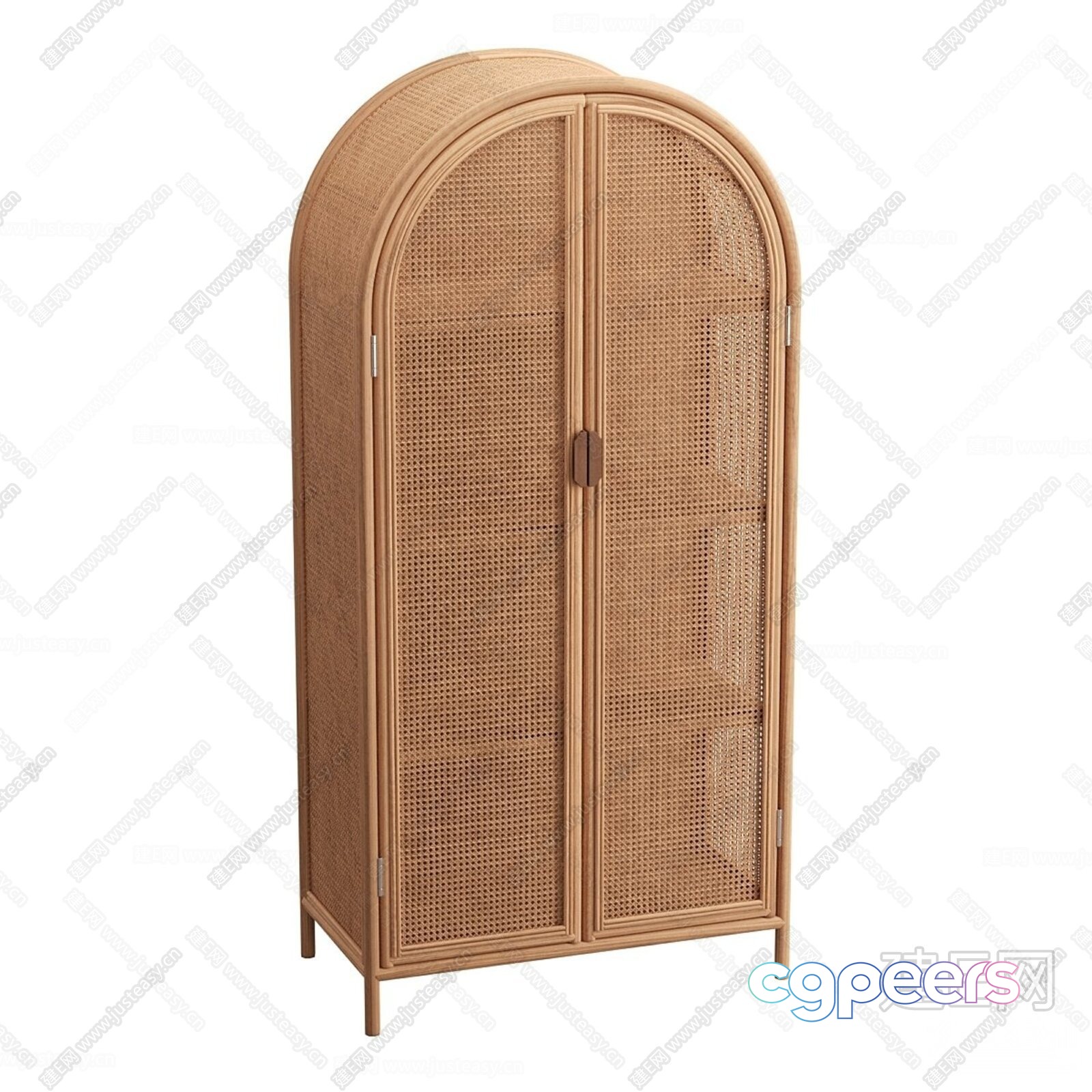 A Wooden Cabinet With A Wicker Front 3D Model - 15703 - VRAY Render