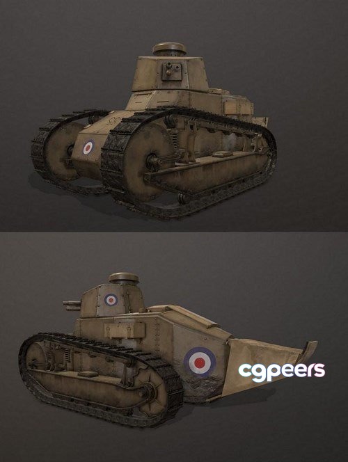 3D Game Assets - Renault FT-17 WW1 Tank - 3D Model 3D Game Assets - Renault FT-17 WW1 Tank - 3D Model