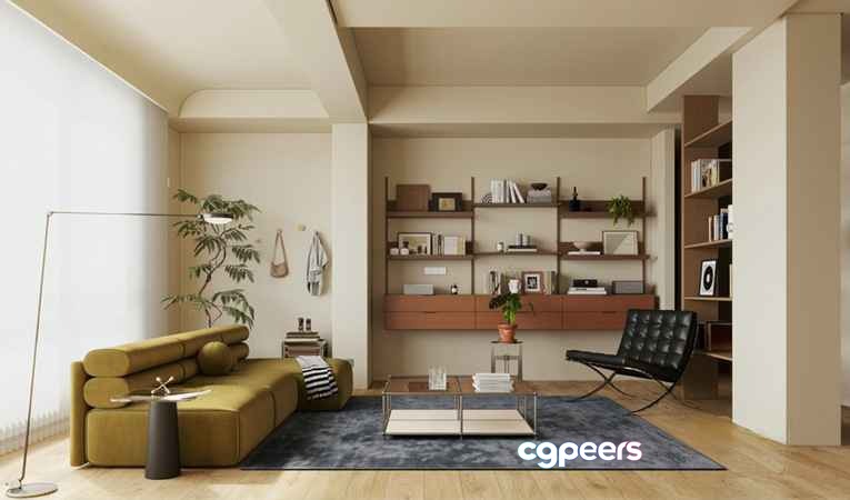 Modern Living Room 3D Model - 16160 - CORONA Render