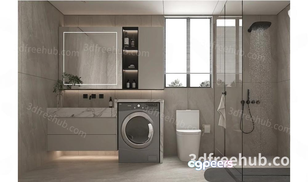 Modern Bathroom Setup 3D Model - 22437 - VRAY Render Modern Bathroom Setup 3D Model - 22437 - VRAY Render