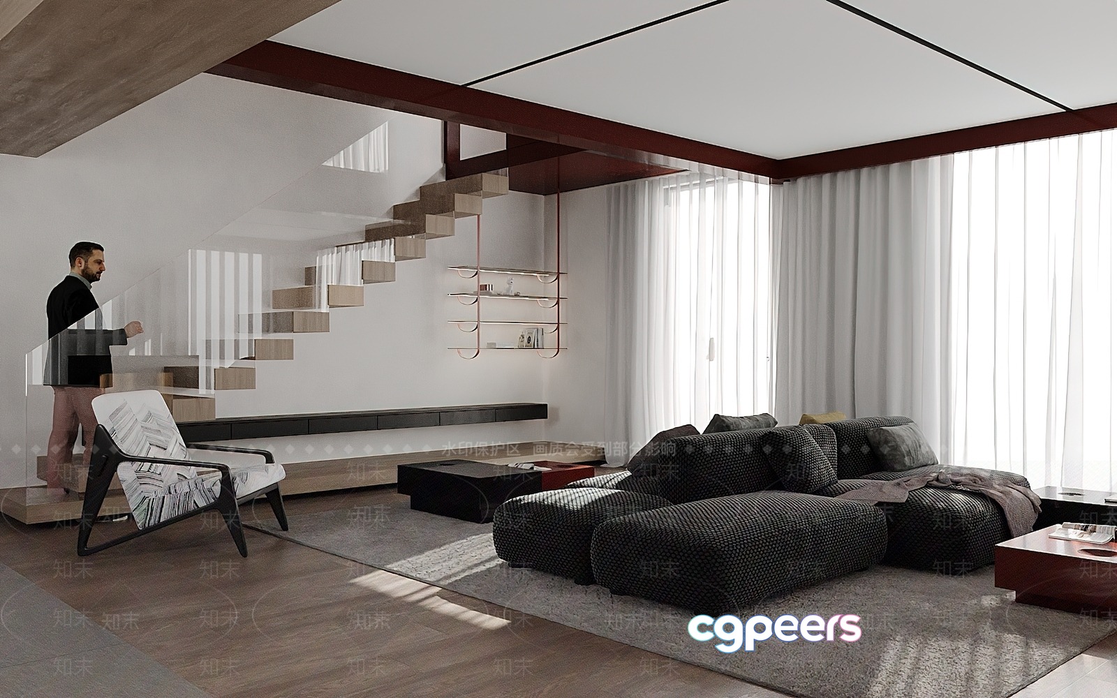 Modern Living Room 3D Model - 16190 - VRAY Render
