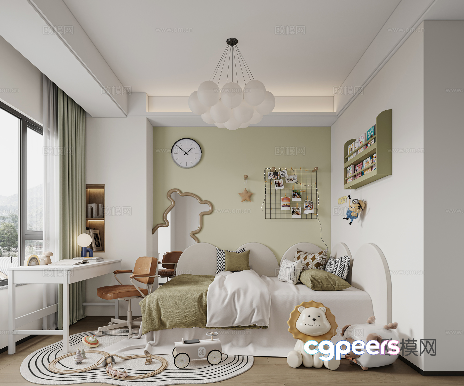 Modern White And Brown Children'S Bedroom 3D Model - 8337 - VRAY Render