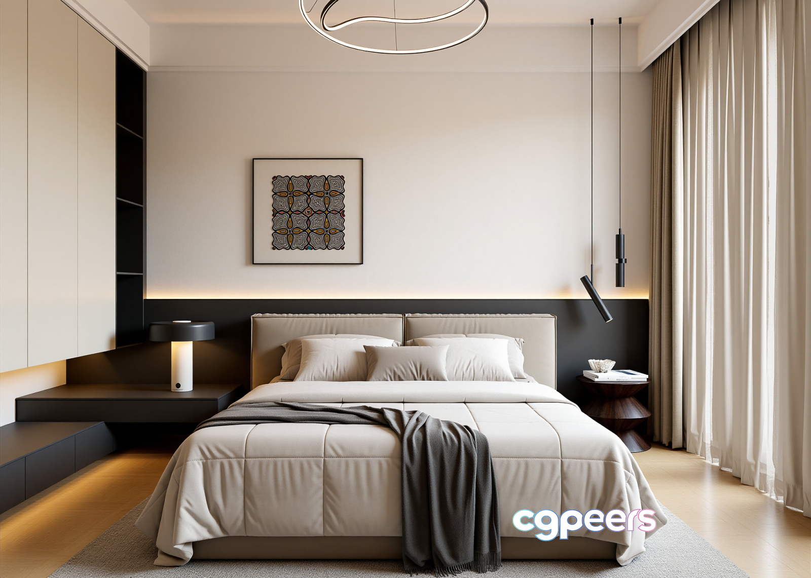 Modern Minimalist Bedroom 3D Model - 23387 - VRAY Render