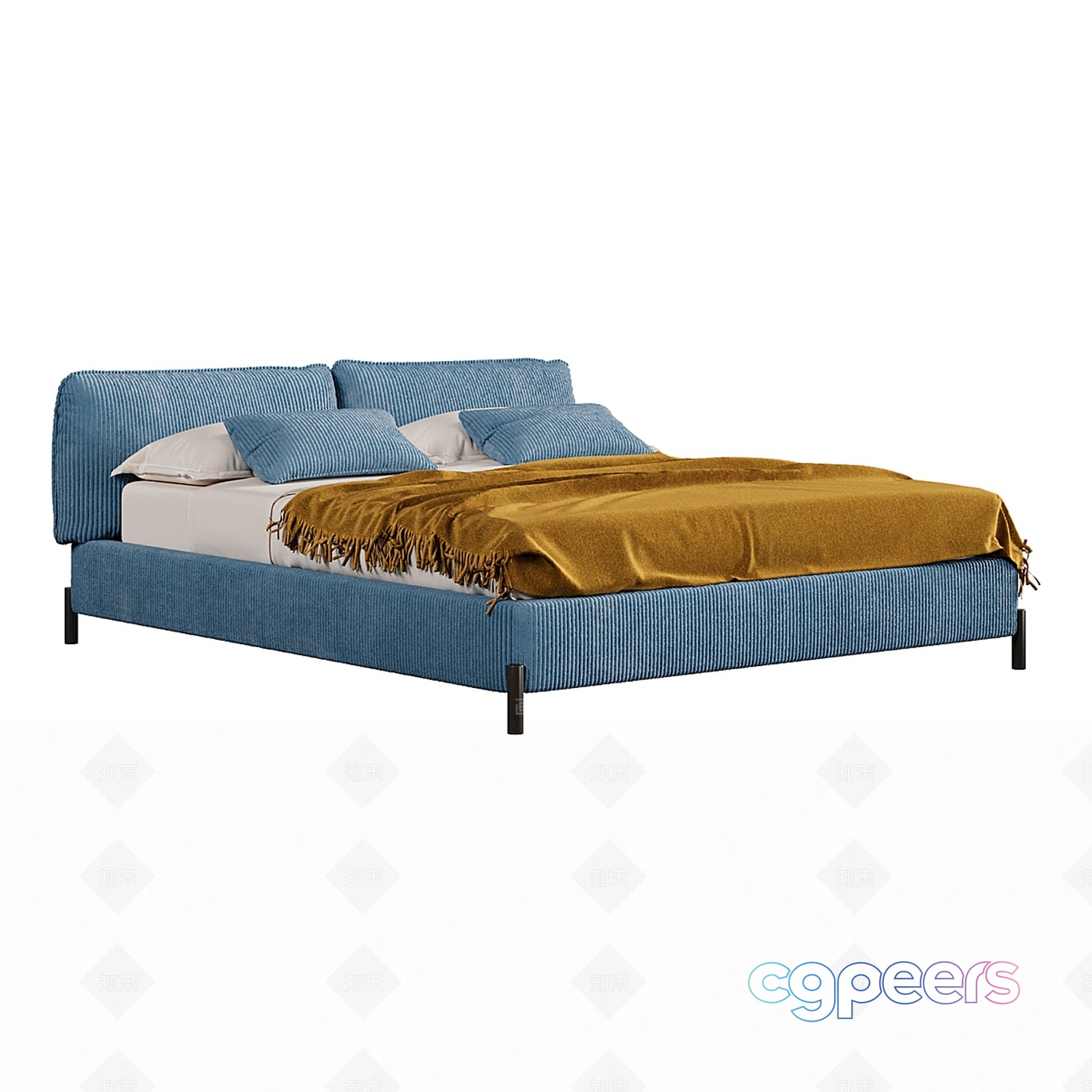 Cozy Blue Bedroom 3D Model - 194 - VRAY Render