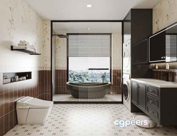 Modern Bathroom Design 3D Model - 2163 - VRAY Render