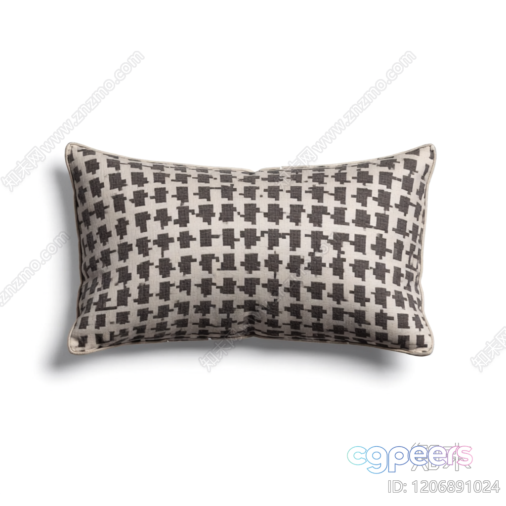 A Decorative Pillow With A Gray And White Geometric Pattern 3D Model - 18879 - VRAY Render A Decorative Pillow With A Gray And White Geometric Pattern 3D Model - 18879 - VRAY Render