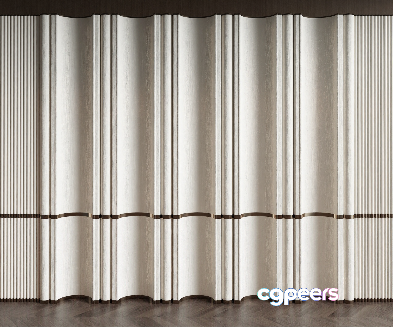 A Room Divider With A White Curtain 3D Model - 23729 - VRAY Render