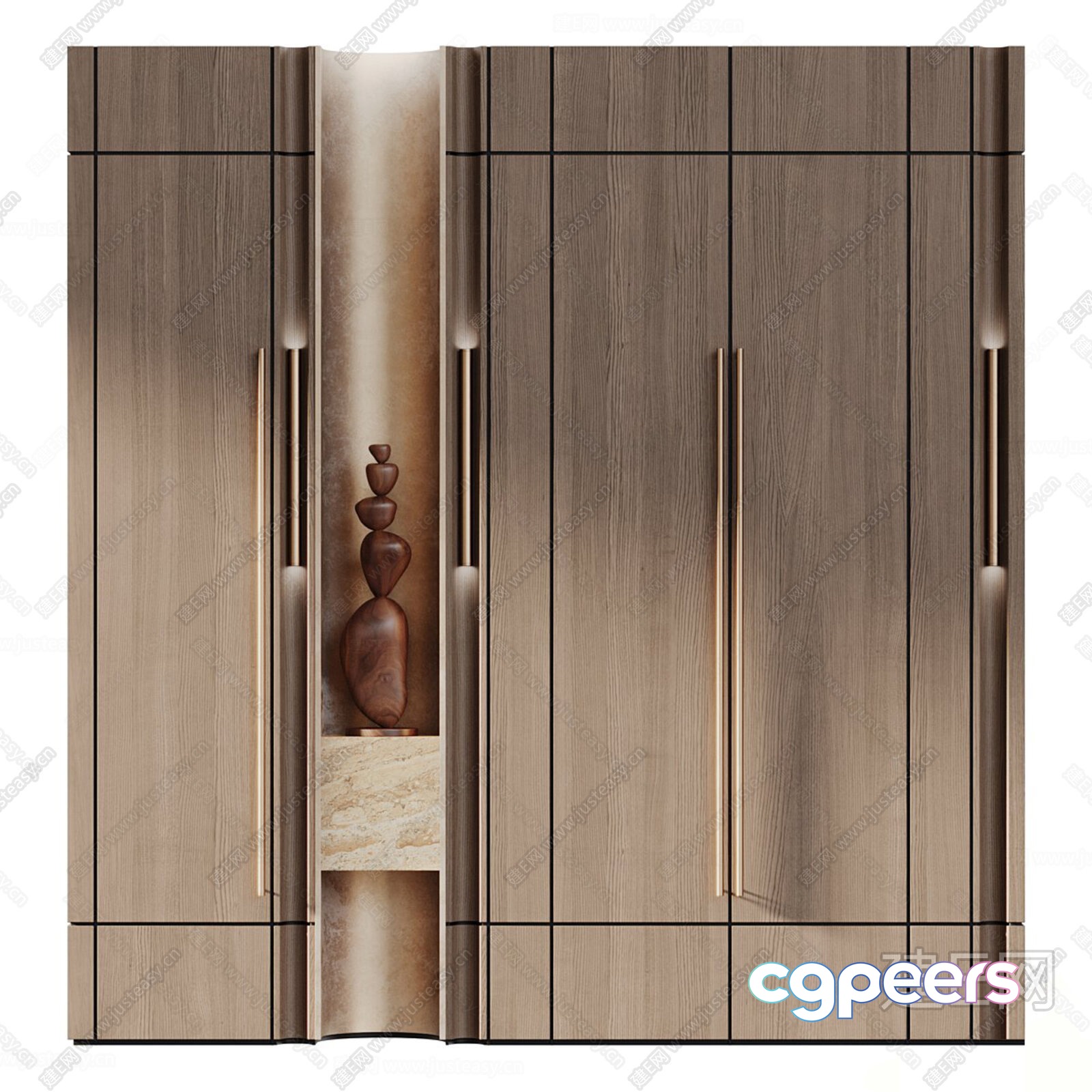 Brown Wooden Cabinet 3D Model - 15319 - CORONA Render