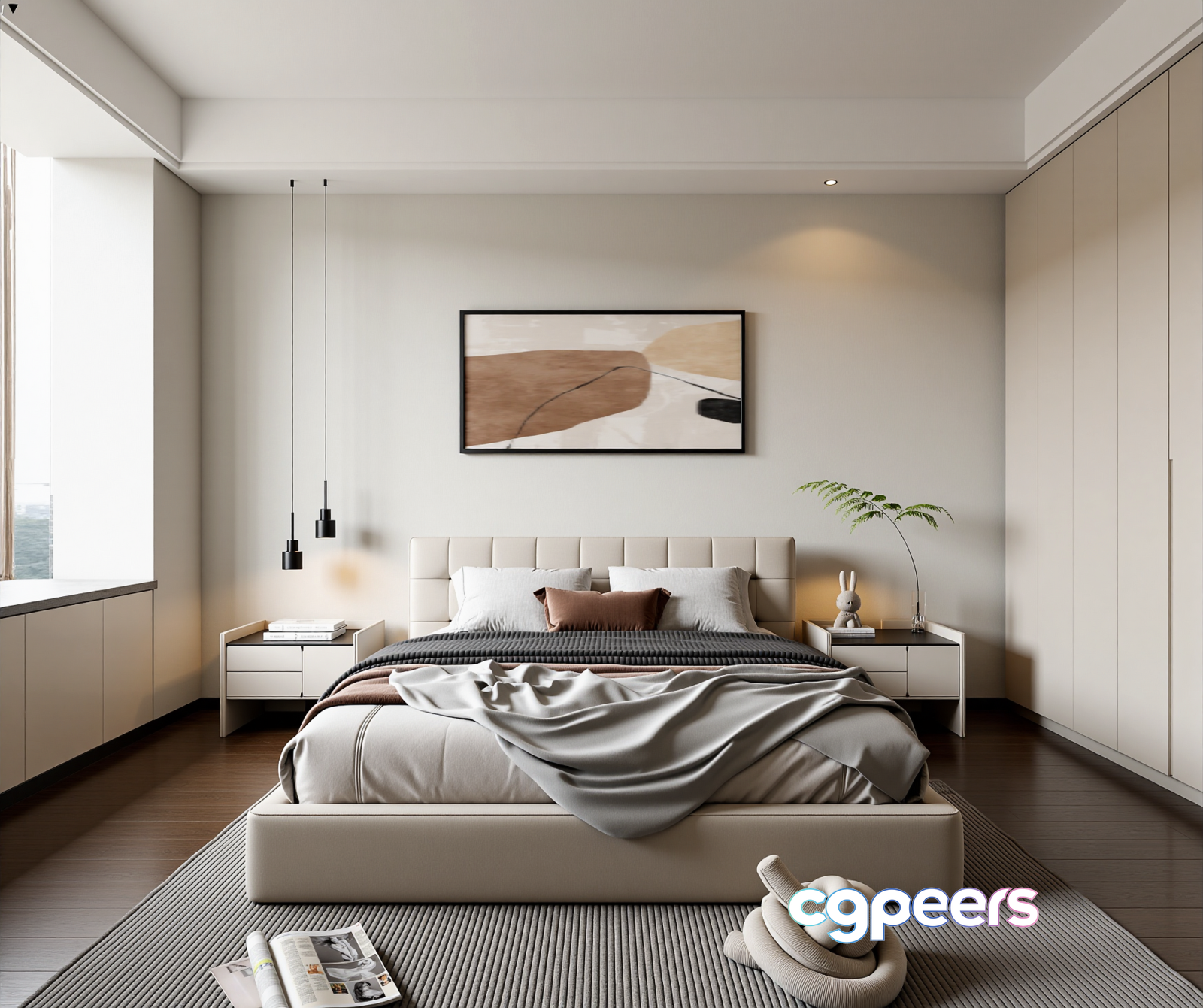 Cozy Modern Bedroom 3D Model - 6595 - VRAY Render Cozy Modern Bedroom 3D Model - 6595 - VRAY Render