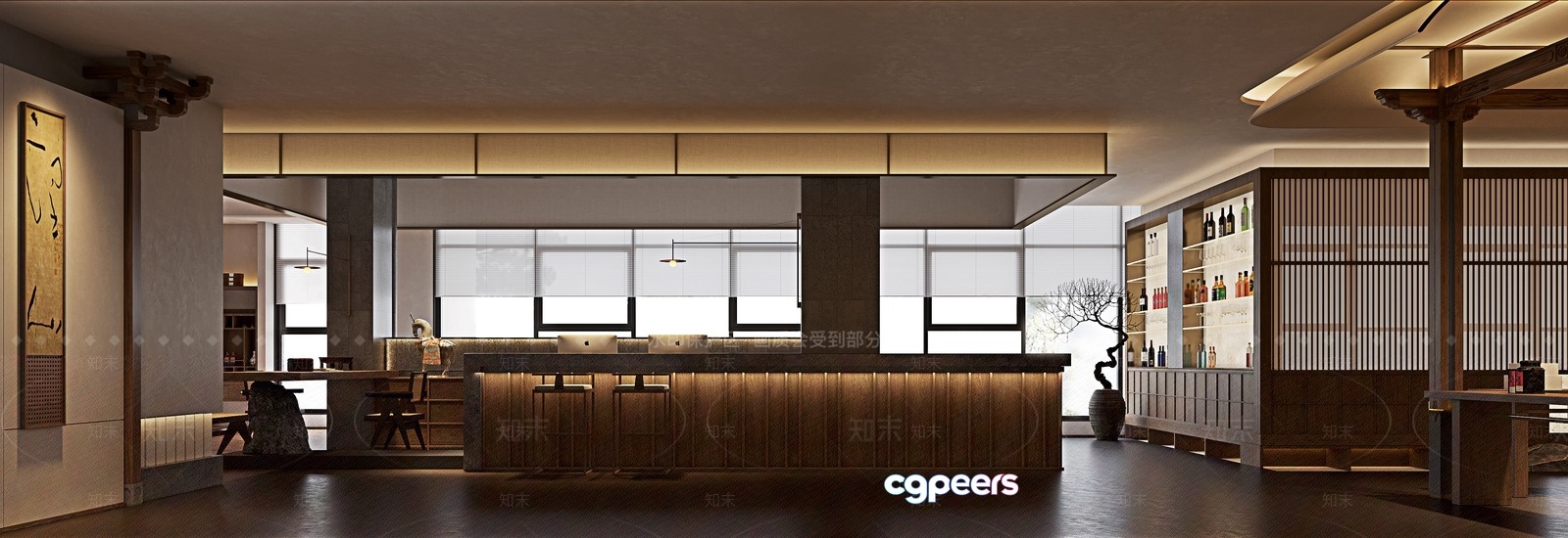 Modern Asian Bar Area 3D Model - 9248 - VRAY Render