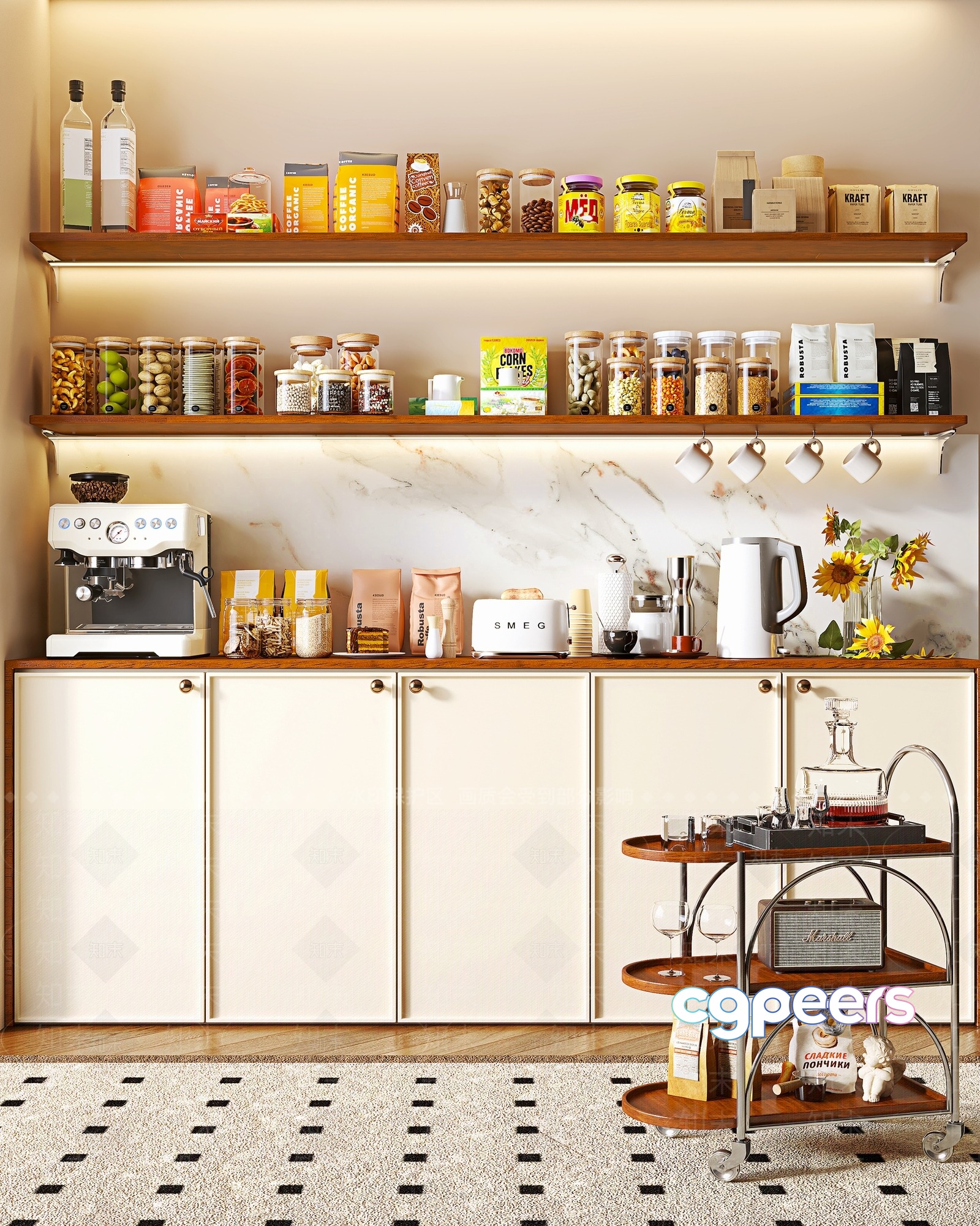 A Modern Kitchen 3D Model - 8377 - VRAY Render A Modern Kitchen 3D Model - 8377 - VRAY Render