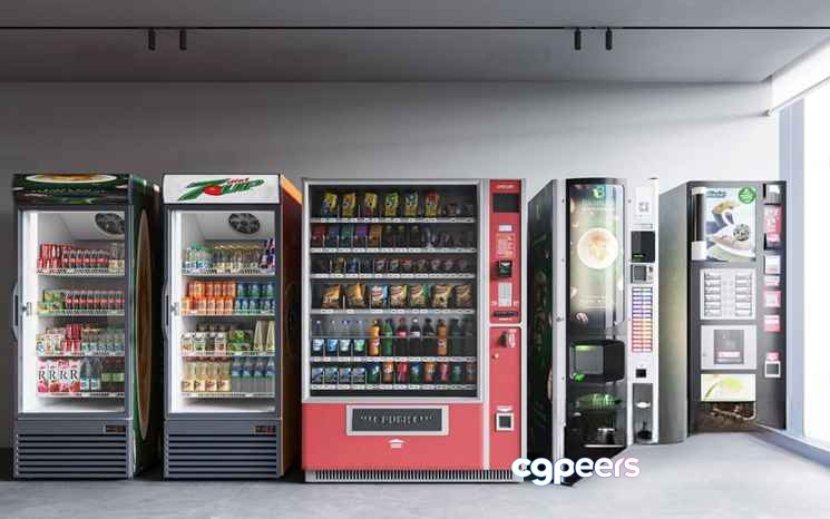 Four Vending Machines 3D Model - 13834 - CORONA Render Four Vending Machines 3D Model - 13834 - CORONA Render